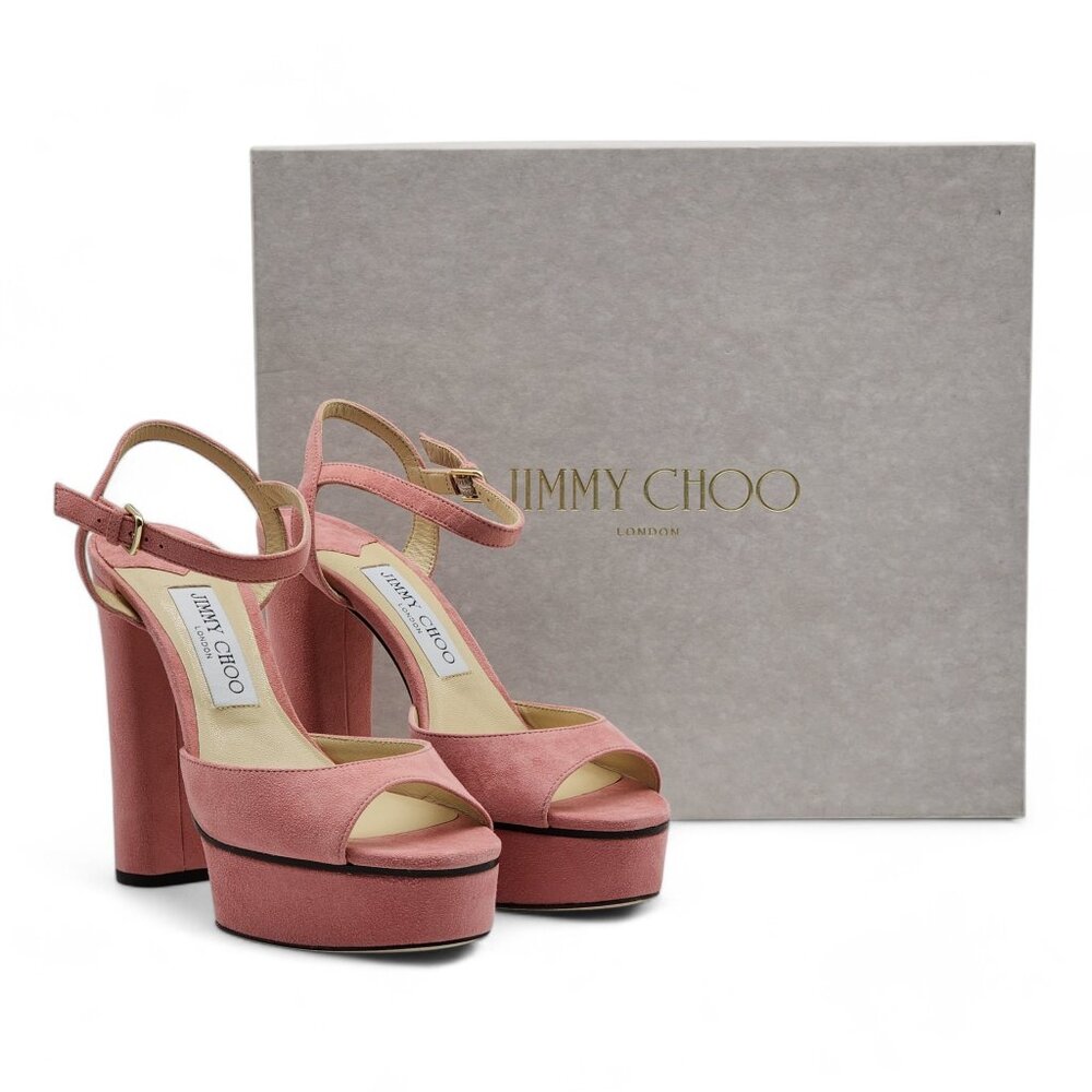 Jimmy Choo Peachy Platform Sandals 125mm - Suede - Pink 37 6.5 $850